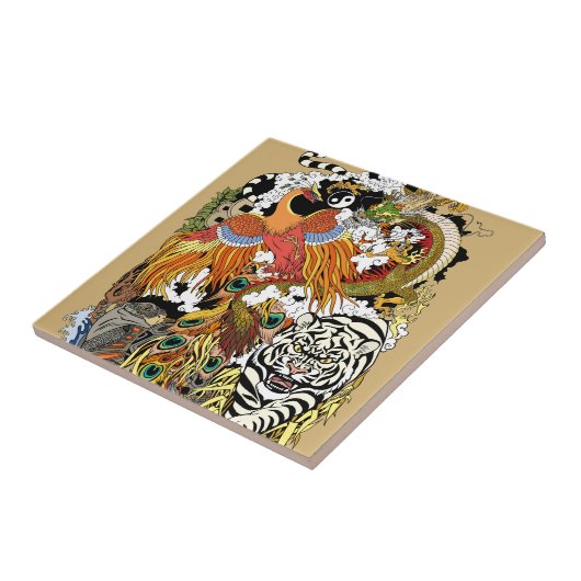 4匹の天動物 タイル (側面)