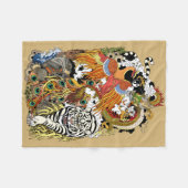 4匹の天動物 フリースブランケット (正面(横))