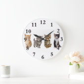 4匹の子猫の丸い時計 ラージ壁時計 (ホーム)