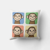 4匹の幸せな猿との漫画の切り貼り芸術 クッション (裏面)