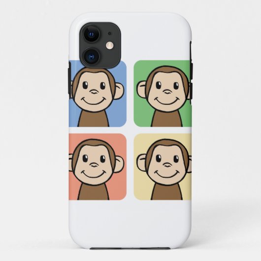 4匹の幸せな猿との漫画の切り貼り芸術 Case-Mate iPhoneケース (裏面)