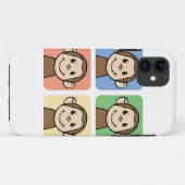 4匹の幸せな猿との漫画の切り貼り芸術 Case-Mate iPhoneケース (裏面(横))