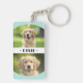 4匹の愛犬の写真ライトアクアブルー縁ど曲線 キーホルダー (裏面)