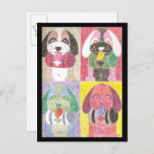 4匹の犬 ポストカード (正面/裏面)