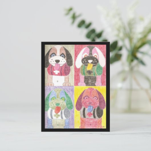 4匹の犬 ポストカード (スタンド正面)