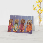 4匹の猫 カード (黄色い花)