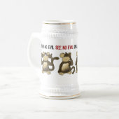4匹の賢い猿のユーモア ビールジョッキ (正面左)