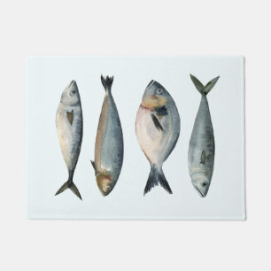 4匹の魚のグループ ドアマット