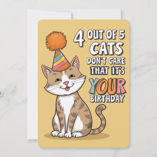 4匹中5匹の猫はあなたの誕生日なんか気にしない 招待状 (正面)