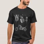 4台のバイクのヴィンテージのオートバイのデザイン Tシャツ (正面)