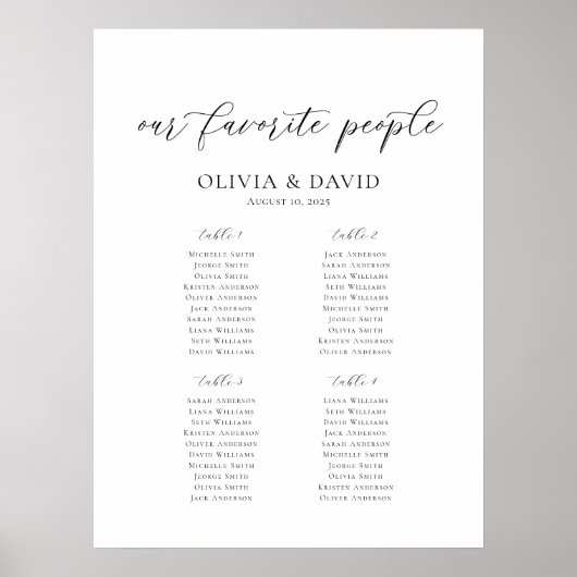 4台エレガントの表お気に入りの席表 ポスター (正面)
