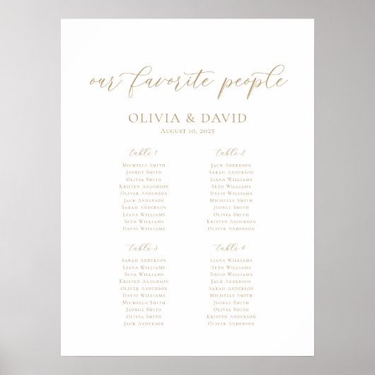 4台エレガントの表お気に入りの席表 ポスター (正面)