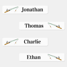 4名違う名魚釣り棒棒鉄付きラベル