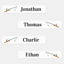 4名違う名魚釣り棒棒鉄付きラベル ラベル