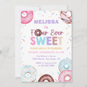 4周年お誕生日おめでとう！スイートドーナツの招待状 招待状 (正面)