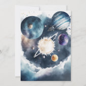 4周年お誕生日おめでとう！銀河の星たちに手が届く モダンな4歳の誕生日 招待状 (裏面)