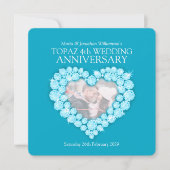 4周年トパーズブルージェム結婚記念日の招待状 招待状 (正面)