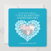 4周年トパーズブルー宝石ウェディングアニバーサリー招待状 招待状 (正面)