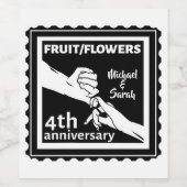 4周年結婚はロマンチックな手を持つ ワインラベル (シングルラベル)