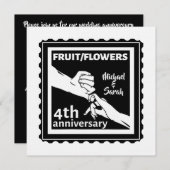 4周年結婚はロマンチックな手を持つ 招待状 (正面/裏面)