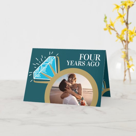 4周年結婚を迎えて今は写真カード カード (黄色い花)