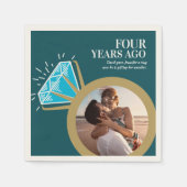 4周年結婚パーティー金ゴールドリング写真 スタンダードカクテルナプキン (正面)