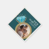 4周年結婚パーティー金ゴールドリング写真 スタンダードカクテルナプキン (角)