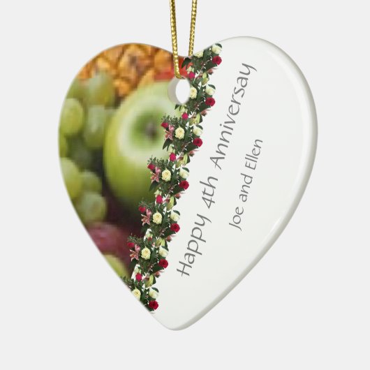 4周年結婚記念の果物と花 セラミックオーナメント (左)