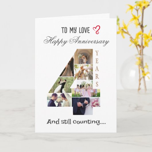 4周年結婚記念写真カード カード (黄色い花)