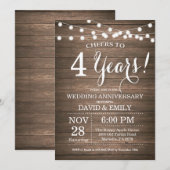 4周年結婚記念日の招待状 ラスティックウッド 招待状 (正面/裏面)