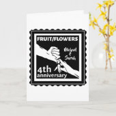 4周年結婚記念日 ロマンチックな手繋ぎ カード (黄色い花)