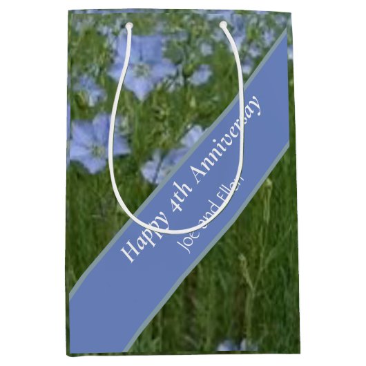 4周年結婚記念日 編集可能 ミディアムペーパーバッグ (正面)