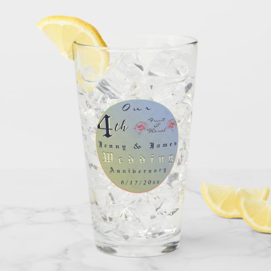 4周年結婚 タンブラーグラス (アイス正面)