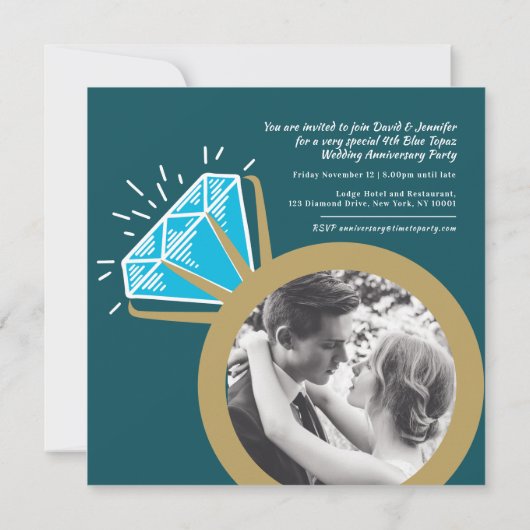 4周年記念のブルートパーズリングの写真 招待状 (裏面)
