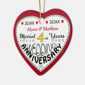 4周年記念ギフトハート型クリスマス セラミックオーナメント (左)