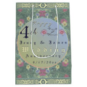 4周年記念結婚グリーン&ブルーフラワー ミディアムペーパーバッグ (裏面)