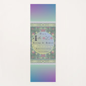 4周年記念結婚グリーン&ブルーフラワー ヨガマット (正面)