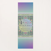 4周年記念結婚グリーン&ブルーフラワー ヨガマット (裏面)