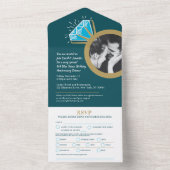 4周年記念結婚ディナーブルートパズがすべてを呼び出す オールインワン招待状 (内側)