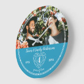 4周年記念結婚ハートブルートパーズ ラージ壁時計 (傾斜)