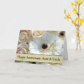 4周年記念結婚叔母と伯父ピンクのバラ カード (黄色い花)
