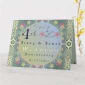 4周年 花の結婚記念日 折りたたみ式グリーティングカード カード (黄色い花)