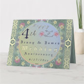 4周年 花の結婚記念日 折りたたみ式グリーティングカード カード (裏面)
