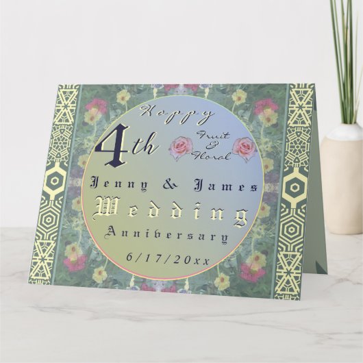 4周年 花の結婚記念日 折りたたみ式グリーティングカード カード (正面)
