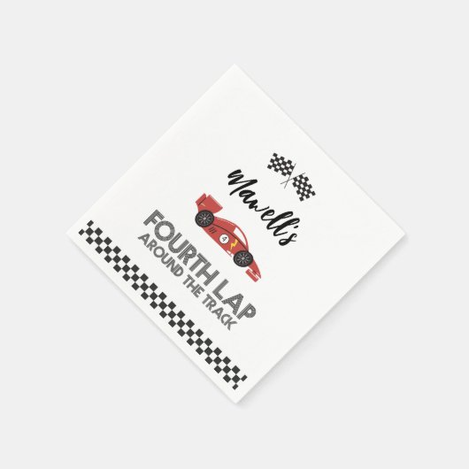 4周目のまわりにレースカー誕生日 スタンダードカクテルナプキン (角)
