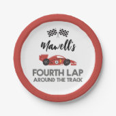 4周目のまわりにレースカー誕生日 ペーパープレート (正面)