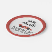 4周目のまわりにレースカー誕生日 ペーパープレート (アングル)