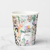 4回のワイルドサファリ動物クール4歳の誕生日 紙コップ (裏面)