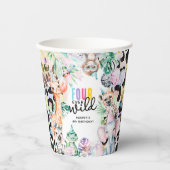 4回のワイルドサファリ動物クール4歳の誕生日 紙コップ (正面)