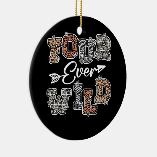 4回のワイルド4歳の誕生日4歳のサファリループ セラミックオーナメント (右)